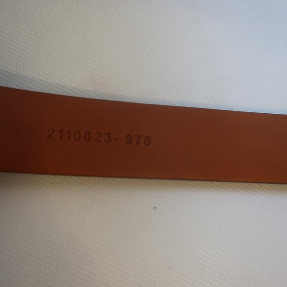 Mens Polo Ralph Lauren Dark Brown Brass Buckle 2110823-978 Leather Belt 36-90 * - Picture 10 of 11